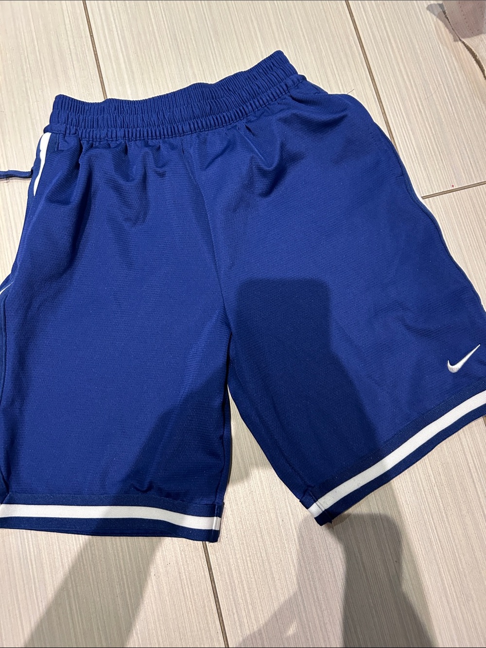 Nike Men’s Blue Athletic Mesh Shorts with White Trim